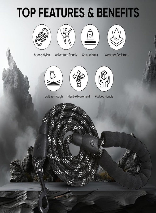 FEXONXA طوق كلاب شديد التحمل من فيكسونكسا بطول 5 أقدام - مقبض مبطن وحبل تسلق عاكس للكلاب المتوسطة والكبيرة - مشبك معدني متين، دوار مانع للتشابك، آمن للمشي الليلي - Image 5